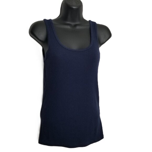Time and Tru Ribbed Tank Top M Navy Blue Soft Modal Layering Basic - Picture 1 of 8